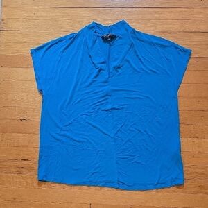 Liverpool, Shawl Collar Short Sleeve Dolman Knit Top, Teal, EUC, Women's L